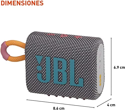 JBL Go 3 - Portable Bluetooth Speaker, Built-in Battery, Waterproof and Dustproof, Bonus Keychain LED Included - Gray - color: Gray