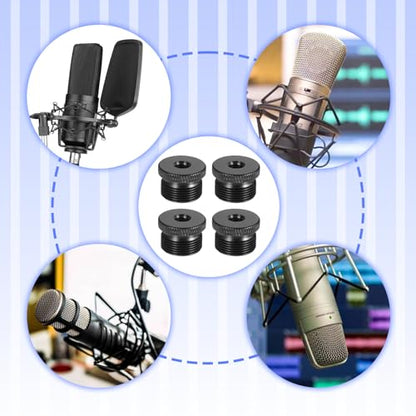 4 Pcs Mic Stand Adapter 1/4 Female to 5/8 Male Screw Adapter Thread，Aluminum Alloy Screw Adapter for Microphone Mount to Camera Tripod