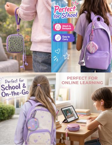 Teens Wired Earbuds with Case, 3.5mm Headphones for School, Classic Purple - color: Classic Purple