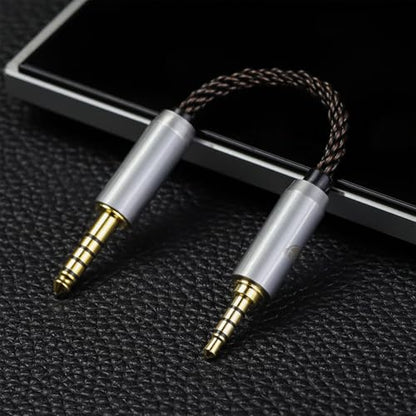 4.4MM Male to 3.5MM Male Ultra Short Hifi Audio Cable - OFC Pair Recording Cable - 8-Core Braided Structure - 5.82 inch - size: 4.4MM Male - 3.5MM Male