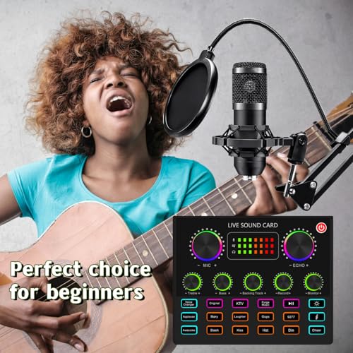 sktome Podcast Equipment Bundle, V8max Voice Changer with Podcast Microphone Bundle - Studio Condenser Microphone Perfect for Podcasting, Recording, Singing, Streaming and Gaming