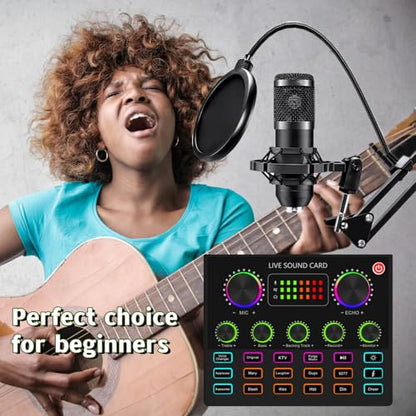 sktome Podcast Equipment Bundle, V8max Voice Changer with Podcast Microphone Bundle - Studio Condenser Microphone Perfect for Podcasting, Recording, Singing, Streaming and Gaming