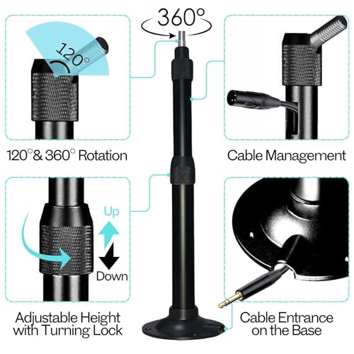 Adjustable Wall Mount for Microphone and Antennas Installing | Mics Wall and Ceiling Mount, Aluminum Alloy Bracket for Wireless Antenna Paddle, Camera and Mic, with a 3/8" to 5/8" Adapters