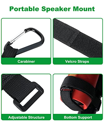 GOFORWILD Portable Speaker Mount for Bluetooth Wireless Speakers | Waterproof Speaker Strap Compatible with Golf Cart Railing/Bike/Moto/Boat/ATV, Black