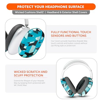 WC ShellZ Max - Protective Shell Covers for AirPods Max 1 & 2 | Made by Wicked Cushions | Made with Premium Silicone | Cyan Prism - color: Cyan Prism