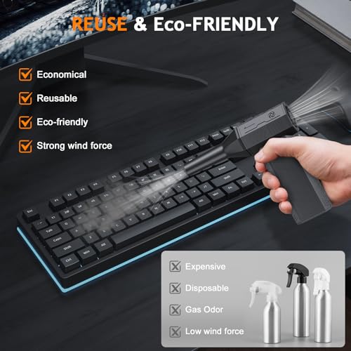Compressed Air Duster - 130000RPM Powerful Electric Air Duster, 3 Gear Adjustable Cordless Air Blower, Rechargeable Dust Cleaner for Keyboard, Computer, Home, Outdoor, Car
