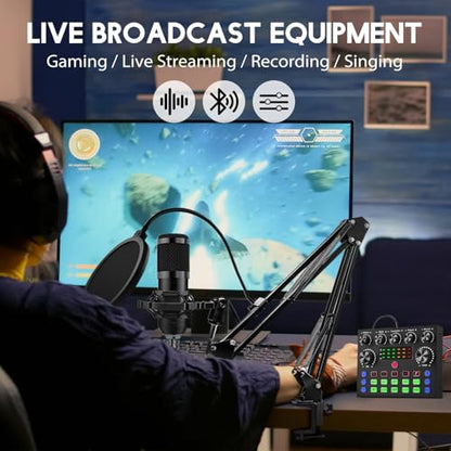 ALSO GO Podcast Equipment Bundle, V8s Sound Card with BM-800 Microphone | Podcast Microphone Bundle with Voice Changer, Recording Studio Equipment for Singing Gaming Live Streaming and YouTube Tiktok - size: 1× BM800 Microphone