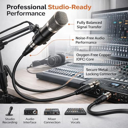 Gearlux XLR Microphone Cable, Fully Balanced, Male to Female, 3.2 Feet - Single Pack - size: 3.2 Ft, style: 1 Pack