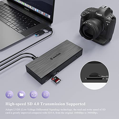 WAVLINK USB-C Quad 4K Docking Station with 100W PD Displaylink Dock | Thunderbolt 4/3, Macbook Neo, Mac/ Windows/Chrome, 4 HDMI, 4 DisplayPort, 2.5G Ethernet, USB, SD/TF Slot,Audio