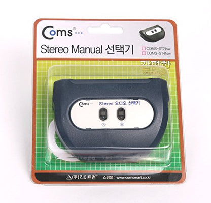 Coms 2 Port Stereo Audio Switch Box - 3.5mm Jack - Black - No Power Required - Hot-Swap Enabled - Compatible with TV, Speaker, PC, Gaming Console