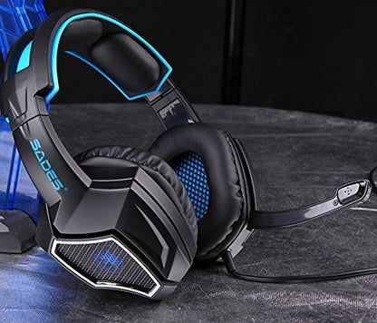 Anivia New Updated Wired Over-Ear Headphones - USB 7.1 Gaming Headset with Microphone, Stereo Surround Sound, Noise Isolating, Bass, LED Lights for PC Computer Mac