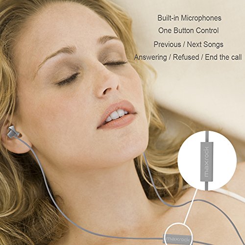 MAXROCK (TM Unique Total Soft Silicon Sleeping Headphones Earplugs Earbuds with Mic for Cellphones,Tablets and 3.5 mm Jack Plug (Grey) - color: Gray