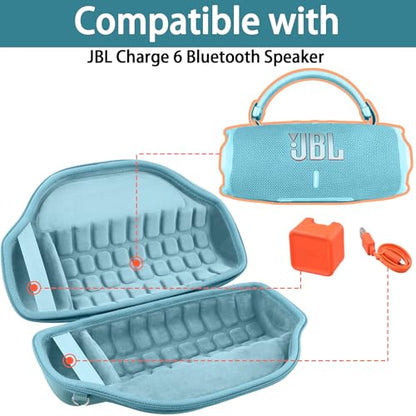 co2CREA Case for JBL Charge 6 Portable Bluetooth Speaker, Teal | High-Density Foam Padding, Reinforced Handle, Detachable Shoulder Strap, Compact Lightweight Design, Dust Protection - color: Teal Case