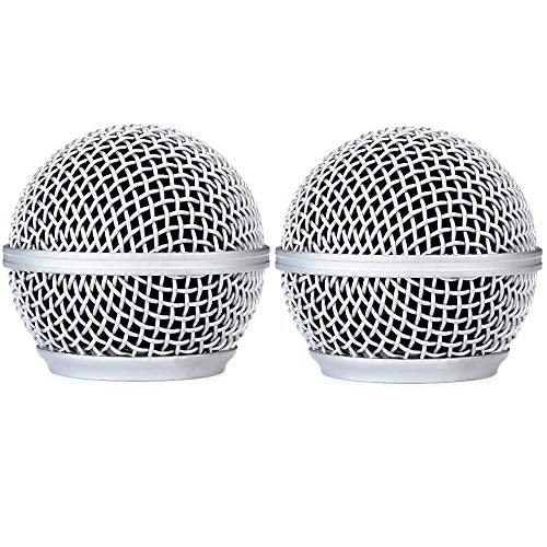 RK143G Replacement Grille for Shure BLX288/SM58 Digital Handheld Wireless Microphone System 2-Pack, with Windscreen, Silver Color, 2 Pack