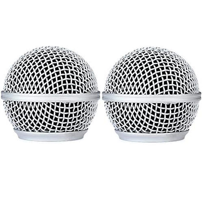 RK143G Replacement Grille for Shure BLX288/SM58 Digital Handheld Wireless Microphone System 2-Pack, with Windscreen, Silver Color, 2 Pack
