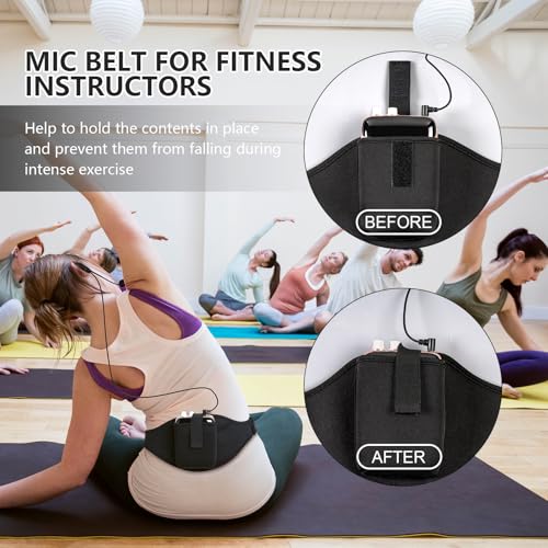 Mic Belts for Theatre Wireless Microphone Holder with Anti Dropping Strap Sweat Absorbent Belt Waistband Bag for Fitness Instructor (12)