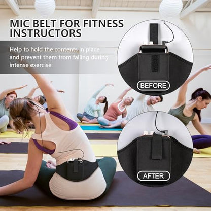Mic Belts for Theatre Wireless Microphone Holder with Anti Dropping Strap Sweat Absorbent Belt Waistband Bag for Fitness Instructor (12)