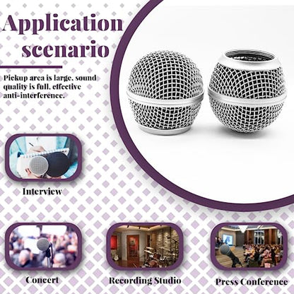 SM58 Microphone Head Replacement, Standard Size, 4 Pack | Grille Mic Replacement, With Foam