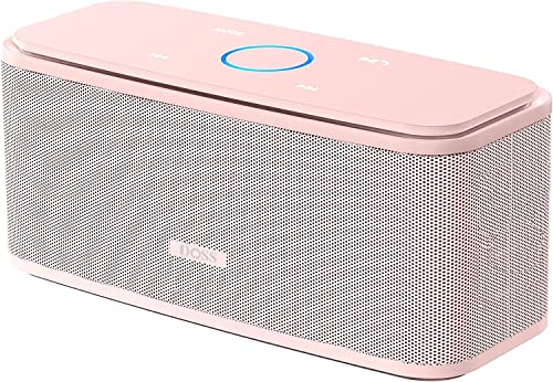 DOSS SoundBox Touch Wireless Bluetooth Speaker-12W HD Sound with Rich Bass | Portable & Small Design, IPX5 Waterproof, 20H Playtime, Handsfree, House, Office Desktop, Bedroom, Indoor Use, Light Pink - color: Light Pink