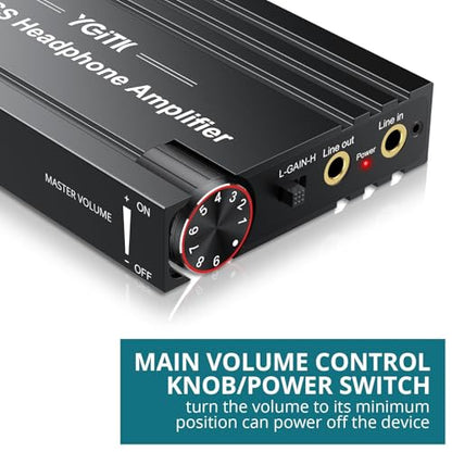 Headphone Amplifier with Bass Knob HiFi Amp 16-600Ω Gain Switch | Drive wired headphones for desktop, gaming and music use with 3.5mm devices, USB-C charging and aluminum housing - style: HiFi BASS Style