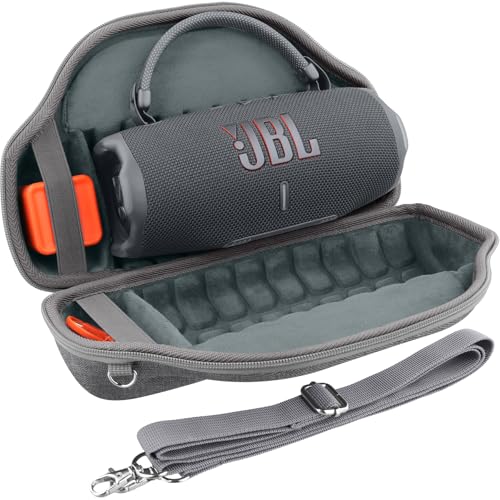 co2CREA Case for JBL Charge 6 Portable Bluetooth Speaker, Gray | High-Density Foam Padding, Reinforced Handle, Detachable Shoulder Strap, Compact Lightweight Design, Dust Protection - color: Gray Case
