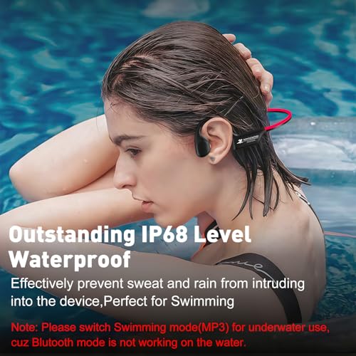 Swimming Headphones, Night Running Bone Conduction Earphones with 6 color LED Strip, Bluetooth 5.4 & IP68 Waterproof/32G MP3 Memory/8H Playtime Wireless Open-Ear Headphones for Swim Cycling Marathon