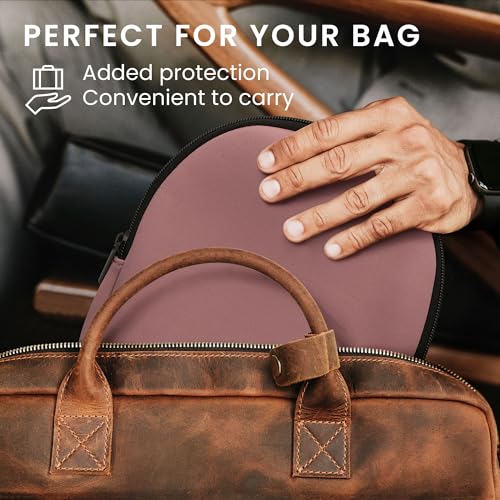 kwmobile Neoprene Headphone Case for Headset/Overear Headphone Cover – Over-Ear Headset Storage Pouch - Soft Travel Carry Bag Dark Rose - color: Dark Rose