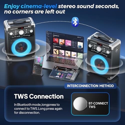 Karaoke Machine, Portable Bluetooth 5.3 Speaker with 3 Wireless Microphones for Adults, PA System with Echo Adjustment, Support TWS/TF Card/USB/AUX/TVs Connected for Home Party/Outdoor/Events etc - size: 3 Wireless Microphones
