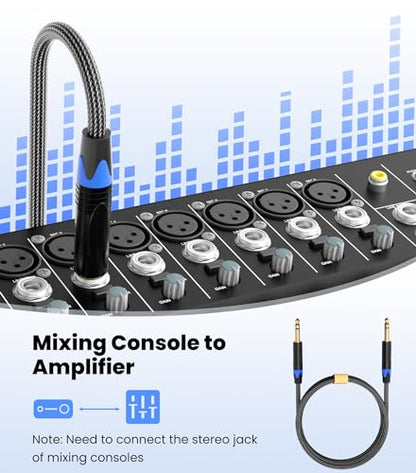 Tisino 1/4 inch TRS Cable, Quarter inch 1/4 TRS to TRS Balanced Stereo Audio Cable Male to Male Pro Interconnect Cable, Nylon Braid - 6 FT | Balanced TRS Cable 1/4" Stereo Balanced Cable for Guitar/Mixers/Amplifiers, Heavy Duty OFC Nylon-Braid Gold-plated