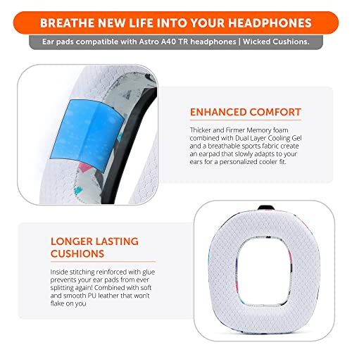 WC Freeze A40 - Hybrid Fabric Cooling Gel Earpads for Astro A40 TR | Made by Wicked Cushions | Improved Durability, Thickness & Sound Isolation | 90s White - color: 90s White