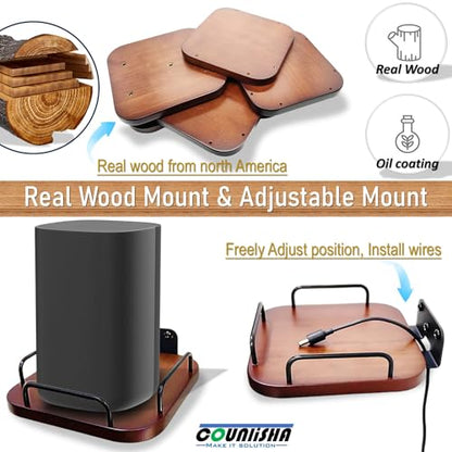 Universal speaker wall mount,real wood wall bracket for homepod mini | adjustable holder flexible railing shelves for homepod 2nd,Bose,JBL xtreme4,charge6,Sonos era100,Sony,KEF (walnut) - color: 1 pack black walnut