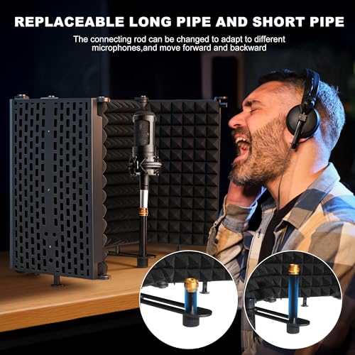 Microphone Stand With Isolation Shield,Recording Studio Equipment | With Foldable Mic Shield With Sound Insulation For Recording Studio, Podcasts,Broadcasting - size: Standard Edition