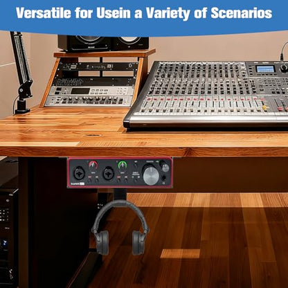 Metal Under Desk Mount for Focusrite Scarlett 2i2 3rd Gen with Adjustable Headphone Hanger Stand, Metal Under Desk Mount for Audio Interfaces and Studio Gear (Only for Focusrite Scarlett 2i2 3rd Gen)