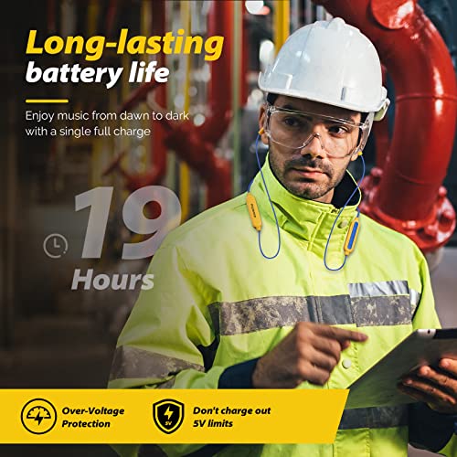 MIPEACE Bluetooth Work Earplugs Headphone,Wireless in-Ear Noise Isolating Earbuds,29dB Noise Reduction Headphone with Control,19+ Hours Battery for Lawn Mowing Safety Industrial Construction(Yellow) - color: Yellow