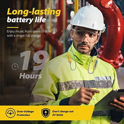 MIPEACE Bluetooth Work Earplugs Headphone,Wireless in-Ear Noise Isolating Earbuds,29dB Noise Reduction Headphone with Control,19+ Hours Battery for Lawn Mowing Safety Industrial Construction(Yellow) - color: Yellow