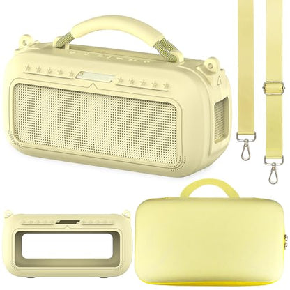 JCHPINE Silicone Cover and Carrying Case for Bose SoundLink Max Speaker | Protective Cases for SoundLink Max Speaker Accessories, Soft Silicone Cover and Hard Case with Shoulder Strap (Yellow) - color: Yellow Case