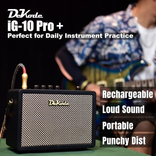 DeKode iG-10Pro+ 10W Portable Electric Guitar Amplifier | Built-in Reverb & Delay, BT Connection, OTG Recording, Headphone Out, USB Charging, Ideal for Beginner & Pro Guitar Practice