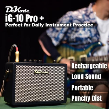 DeKode iG-10Pro+ 10W Portable Electric Guitar Amplifier | Built-in Reverb & Delay, BT Connection, OTG Recording, Headphone Out, USB Charging, Ideal for Beginner & Pro Guitar Practice