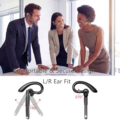 Wireless Headset Wireless Headphones Handsfree Call Wireless Earpiece Noise Cancellation Earbud Earphones Mic Compatible with Cell Phones Car Driver Trucker Business Office Men Women (Black) - color: Black