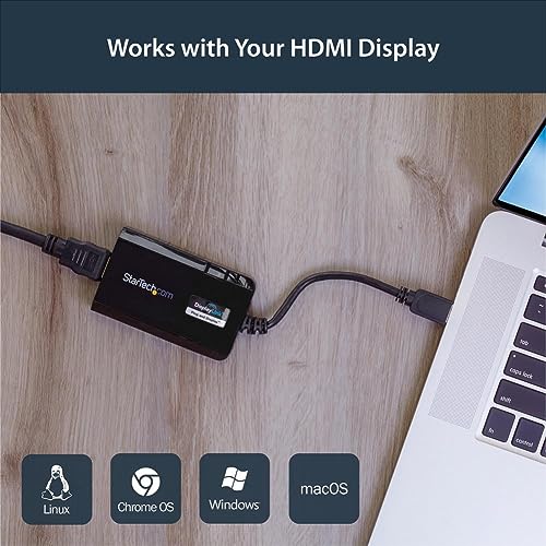 StarTech.com USB 3.0 to HDMI Adapter - DisplayLink Certified - 1080p (1920x1200) - USB Type-A to HDMI Display Adapter Converter for Monitor - External Video & Graphics Card - Windows/Mac (USB32HDPRO) | USB 3.0, Single display, 5.1ch audio, Auto driver ins