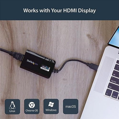 StarTech.com USB 3.0 to HDMI Adapter - DisplayLink Certified - 1080p (1920x1200) - USB Type-A to HDMI Display Adapter Converter for Monitor - External Video & Graphics Card - Windows/Mac (USB32HDPRO) | USB 3.0, Single display, 5.1ch audio, Auto driver ins
