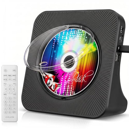 Gueray Portable CD Player with Bluetooth for Home, Hi-Fi Speaker,FM Radio | Plug-in desktop use,2-way Bluetooth mode, 3W speakers,Remote control,sleep timer, A-B repeat,USB/AUX,headphone jack - color: Black
