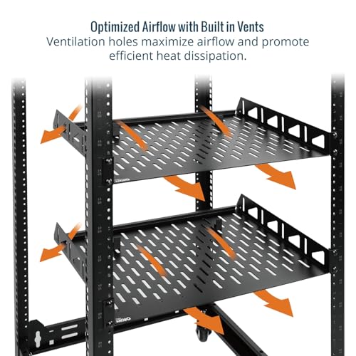Tecmojo 1U Rack Shelf,19 inch Rack Shelf 10 inch Depth,Rack Mount Shelf with Anti-Slip Stops,Server Rack Shelf and Network Shelf for 19 in Equipments, 55lbs Capacity of Vented 1U Shelf,No Lip(2 Pack) - size: 10 in/2pack