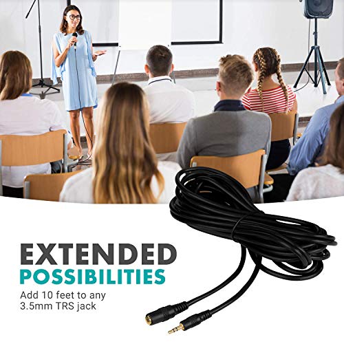 Movo MC20 3.5mm Audio Cable - 3.5mm TRS Female to Male 20ft Extension Cord for Microphones, Headphones, and More (Pack of 2) - size: 20-foot (Pack of 2)
