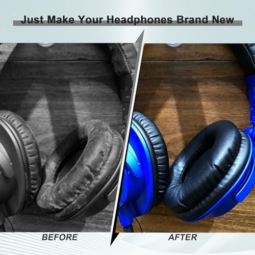 Replacement Ear Pads for Audio Technica ATH M50X M50XBT M50RD M40X M30X M20X MSR7 SX1 Monitor Headphones, Headset Ear Cushions, Headset Earpads, Ear Cups Cover (Black) - color: Black