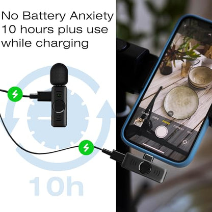 Wireless Lavalier Microphone 2 Pack Small Lapel mic for iPhone Android with Noise Reduction Lavalier Lapel Mics Mics for Interview Podcast YouTube TikTok Vlog - color: USB-C(androids）
