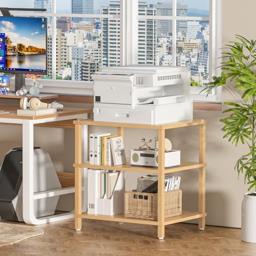 3-Tier AV Media Player Stand, Natural Stereo Cabinet, Modern Audio Shelf, Wooden TV Stand,Game Console Shelf, Multifunctional Entertainment Center, Suitable for Home, Conference Room - color: Natural, size: 3 Tier