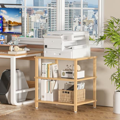 3-Tier AV Media Player Stand, Natural Stereo Cabinet, Modern Audio Shelf, Wooden TV Stand,Game Console Shelf, Multifunctional Entertainment Center, Suitable for Home, Conference Room - color: Natural, size: 3 Tier