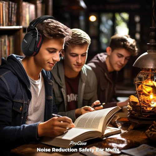 ProCase NRR 28dB Noise Reduction Ear Muffs, Foldable Adjustable Noise Cancelling Headphones - color: 1 - 1 Red
