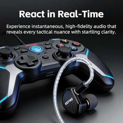 Klean Hi-Fi in Ear Monitor, Wired Gaming Earbuds, 10mm DLC Diaphragm Dynamic Driver, Wired Earphones, Interchangeable Tuning Nozzles, HiFi IEM for Audiophile, Musician & Gaming(Black, 3.5mm)